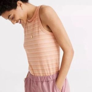 Ribbed Westville Tank Top Madewell size Large Stripe t shirt blouse vest